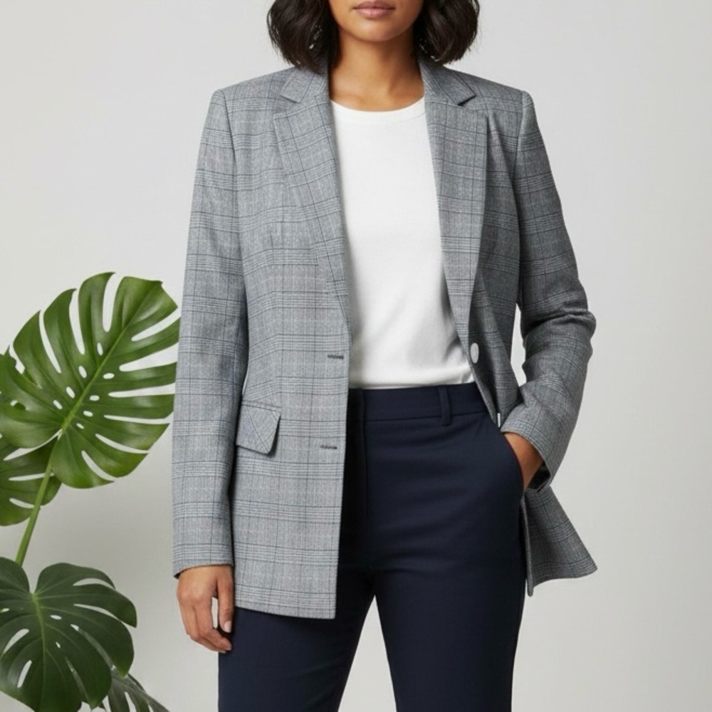 Yumi Kim NWOT Grey & Blue Plaid Blazer Size Small - Picture 15 of 15